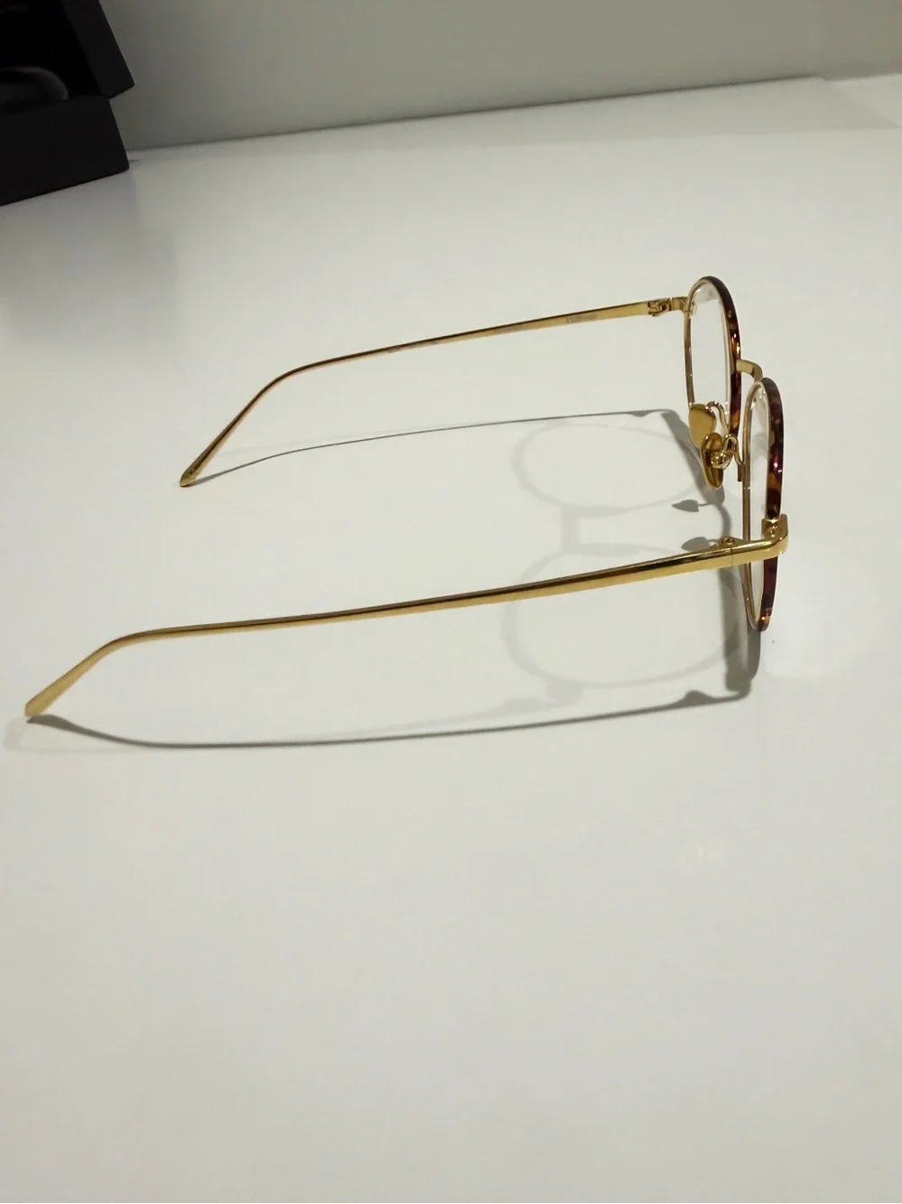 NWT Linda Farrow Hoffman Oval Titanium Glasses Full Set LFL1034 C3 Tortoise Gold